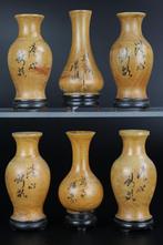 Chinese miniatuur vazen hout vaasjes kalligrafie Chinees, Antiek en Kunst, Ophalen of Verzenden