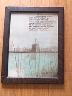 Schilderij molen met gedicht in houten lijst Kees Dekkers, Minder dan 50 cm, Schilderij, Ophalen of Verzenden, Zo goed als nieuw