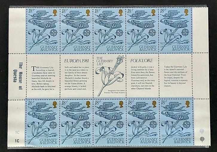 Guernsey 1981 – Europa CEPT Folklore, 10 pf in vel, Postzegels en Munten, Postzegels | Europa | UK, Postfris, Verzenden