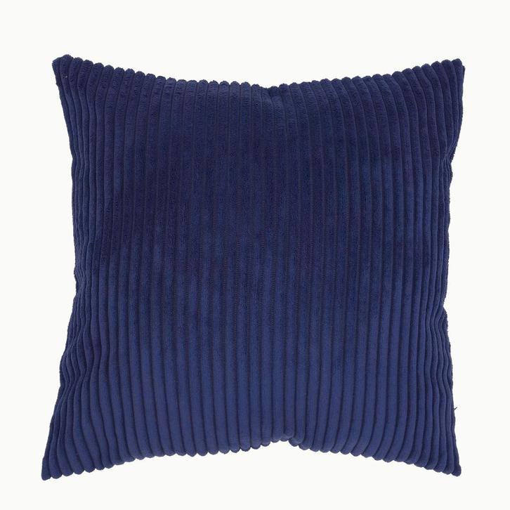 Corduroy Rib kussenhoes donkerblauw | 45 x 45 cm, Huis en Inrichting, Woonaccessoires | Kussens, Nieuw, Blauw, Vierkant, Verzenden