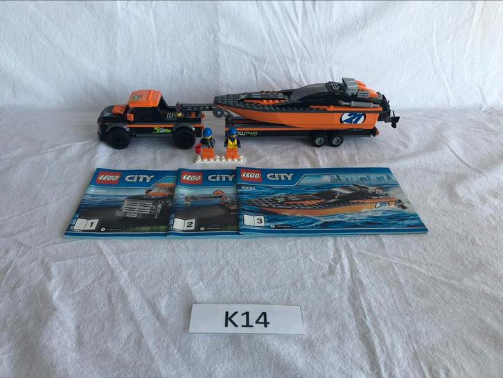 K14 - Lego City 60085 - 4x4 with Powerboat / speedboot, Kinderen en Baby's, Speelgoed | Duplo en Lego, Zo goed als nieuw, Ophalen of Verzenden