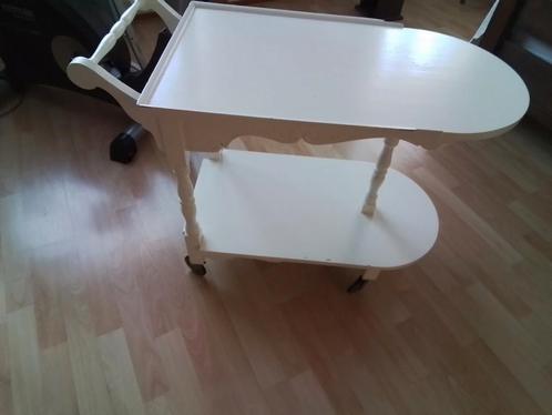 Wit Serveerwagentje / Bijzettafel op Wieltjes, Antiek en Kunst, Antiek | Meubels | Tafels, Ophalen of Verzenden