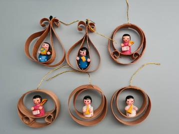 Vintage kerst engeltjes muzikanten set 6 st. Erzgebirge DDR beschikbaar voor biedingen