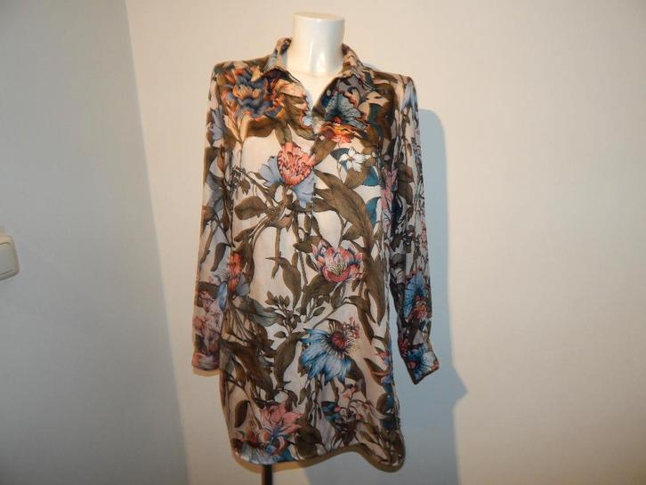 Dante 6 satijn achtig tuniek jurkje blad bloem print 3/40, Kleding | Dames, Blouses en Tunieken, Zo goed als nieuw, Maat 38/40 (M)