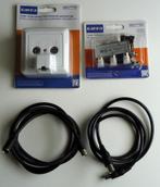 Coax wandcontactdoos met internet aansluiting en splitter, Ophalen of Verzenden, Nieuw, Minder dan 2 meter, Coaxiale kabel