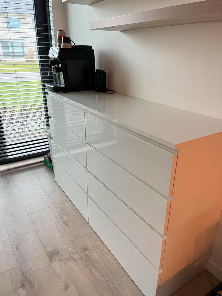 2x IKEA Malm kastjes hoogglans, Huis en Inrichting, Kasten | Dressoirs, Gebruikt, 50 tot 100 cm, 25 tot 50 cm, Met lade(s), Kunststof