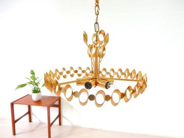 retro vintage hanglamp hollywoodregency jaren 60 goud kleur beschikbaar voor biedingen