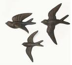 Muurdecoratie Zwaluwen gietijzer 3 stuks, Ophalen of Verzenden, Nieuw