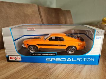 1970 Ford Mustang Mach 1 oranje / zwart 1:18 (Maisto) beschikbaar voor biedingen