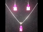 Gummy beertjes oorbellen met ketting zilver uv-hars setje, Ophalen of Verzenden, Nieuw, Roze, Ketting