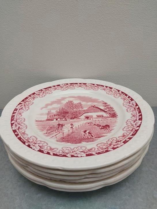 Set van 6 ontbijtbordjes Boerenhoeve Ceramique Maestricht, Antiek en Kunst, Antiek | Servies los, Ophalen of Verzenden