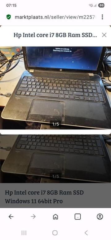 HP intel Core i7, 8GB RAM, 256GB SSD, Windows 11 beschikbaar voor biedingen