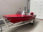 Strakke rode speedboot met 8PK Mercury  – vaarklaar!, Watersport en Boten, Ophalen, Tot 10 pk, Zo goed als nieuw, 3 tot 6 meter