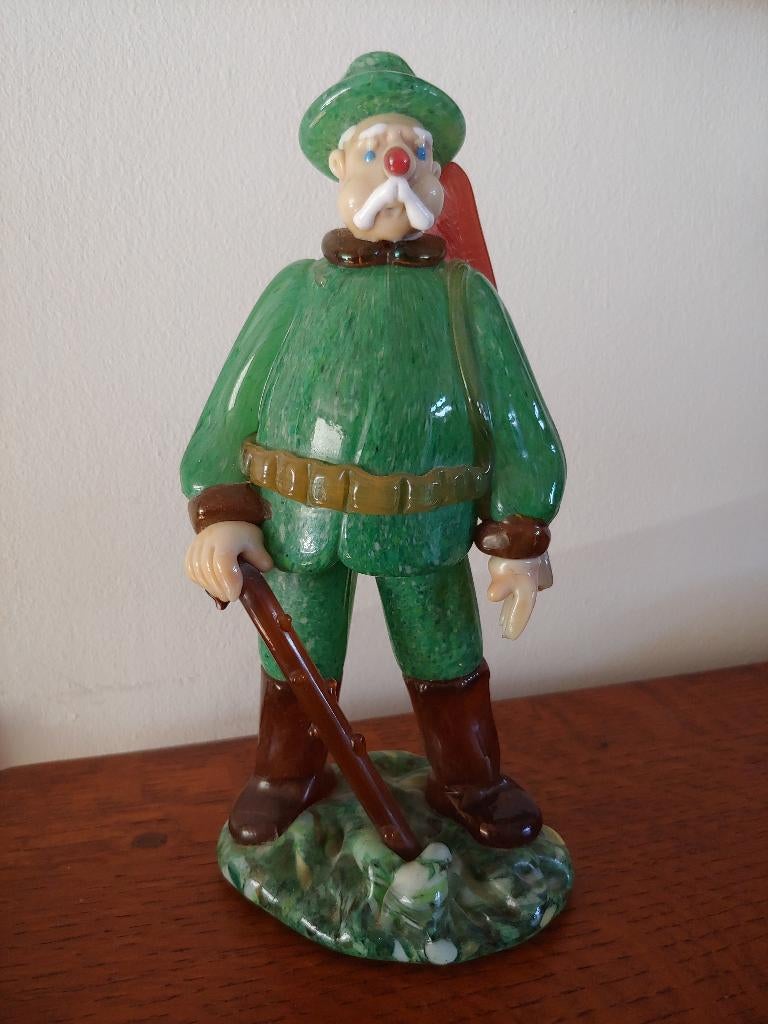 antiek Boheems glazen beeld van boswachter, Ophalen of Verzenden