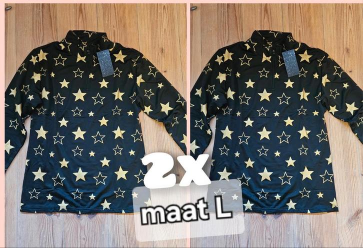 2x Skipully Maat L - Zwart met Gouden Sterren, Kleding | Dames, Wintersportkleding, Nieuw, Overige typen, Maat 42/44 (L), Ophalen of Verzenden