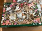 Falcon puzzel 1000 Floral Cats z.g.a.n., Hobby en Vrije tijd, Ophalen of Verzenden, 500 t/m 1500 stukjes, Zo goed als nieuw, Legpuzzel