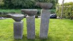 Waterornament, 3 zuilen met kommen, Tuin en Terras, Waterpartijen en Fonteinen, Ophalen, Zo goed als nieuw, Beton, Waterornament
