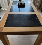 Goossens Blank eiken eettafel met Belgisch hardsteen, Ophalen, Eikenhout, 50 tot 100 cm, Zo goed als nieuw