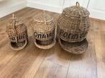 Set van 3 rieten voorraadpotten, Huis en Inrichting, Ophalen, Zo goed als nieuw