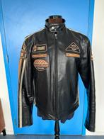 Zwarte caféracer, motor of leren jas met badges van Brogniez, Motoren, Verzenden, Tweedehands, Jas | leer