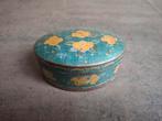 Vintage klein ovalen blikje met bloemmotief., Ophalen of Verzenden, Gebruikt, Overige, Overige merken