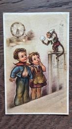 Kinderen met circusaapje, achtergrond kermis, Verzamelen, Ophalen of Verzenden, 1940 tot 1960, Kinderen