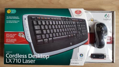 Logitech Cordless Desktop LX710 Laser toetsenbord en muis, Computers en Software, Toetsenborden, Nieuw, Qwerty, Draadloos, Ergonomisch
