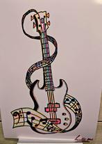 Gitaar Schilderij Ingelijst, Ophalen of Verzenden