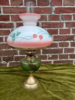 Jugendstill tafelolielamp met groen glas., Antiek en Kunst, Antiek | Lampen, Ophalen of Verzenden