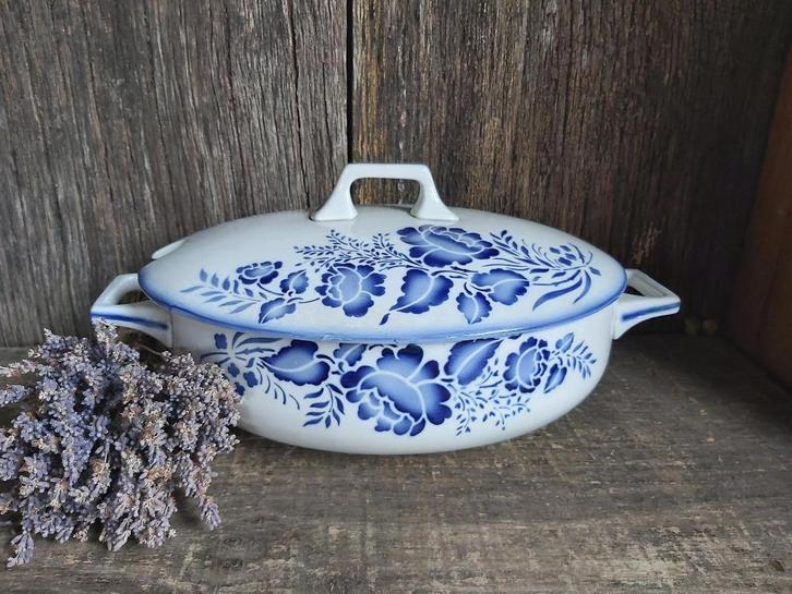 Prachtige oude gebloemde soupiere / dekschaal NIMY 1895, Antiek en Kunst, Antiek | Servies los, Verzenden