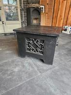 Teakhouten speelgoedkist / tafel met ijzeren details, Gebruikt, 50 tot 100 cm, Ophalen of Verzenden, Metaal