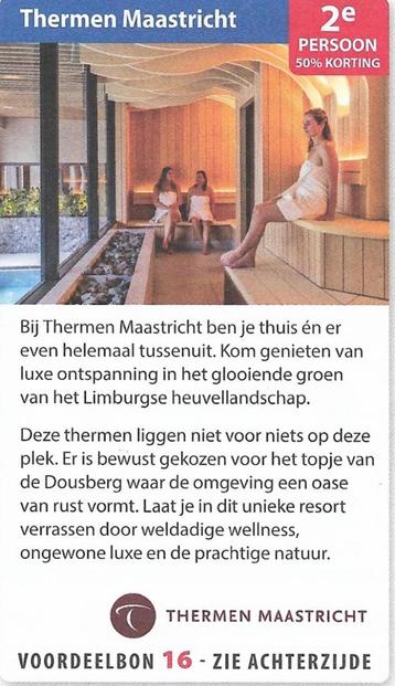 kortingsbon sauna Thermen Maastricht 2e persoon 50% korting beschikbaar voor biedingen