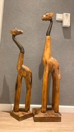 Antieke houten giraffe met veernek, Antiek en Kunst, Kunst | Beelden en Houtsnijwerken, Ophalen of Verzenden