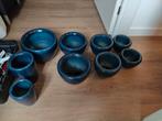 9 mooie blauwe bloempotten te koop, Tuin en Terras, Bloempotten, Ophalen, Gebruikt, Rond, Aardewerk