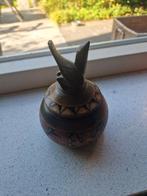 HANDBESCHILDERD HOUTEN POTJE INDONESIË  MET GARUDA-VOGEL, Antiek en Kunst, Ophalen of Verzenden