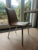 Lederen/leren eetkamerstoel beige (4 stuks), Huis en Inrichting, Ophalen, Zo goed als nieuw, Overige kleuren, Eén