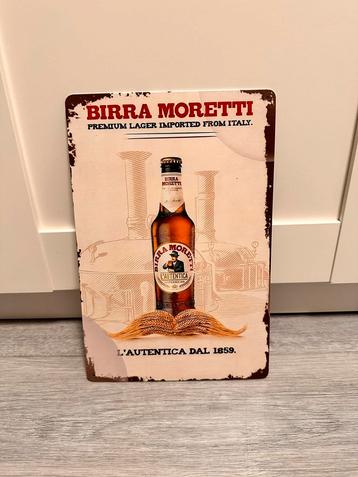 Vintage reclamebord – Birra Moretti (20 x 30 cm) beschikbaar voor biedingen