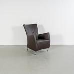2x Montis Windy Fauteuil Bruin Leder - Staal, 75 tot 100 cm, Ophalen of Verzenden, Zo goed als nieuw, Metaal
