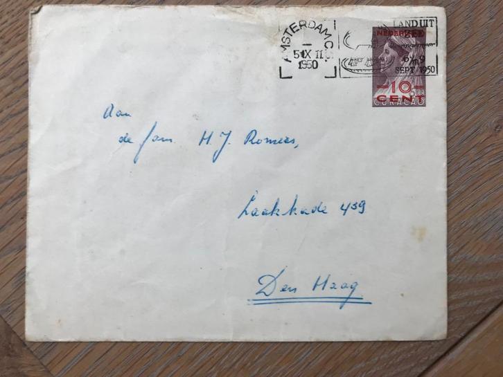 NEDERLAND, Puntgave envelop met Curaçao postzegel, Postzegels en Munten, Brieven en Enveloppen | Nederland, Envelop, Verzenden