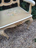 Zeer oude stoel met armleuningen hand geborduurde zitting, Huis en Inrichting, Stoelen, Ophalen, Wit, Belle Vieille Brocante, Barok boudoir brocante klassiek romantisch