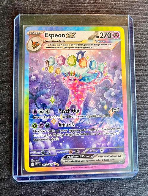 Prismatic Evolutions Espeon 155 special illustration rare, Hobby en Vrije tijd, Verzamelkaartspellen | Pokémon, Nieuw, Losse kaart