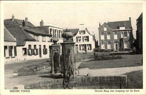 Nieuwe Tonge Groote Ring met toegang Kerk, Verzamelen, Ansichtkaarten | Nederland, Ongelopen, Zuid-Holland, 1920 tot 1940, Verzenden