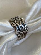Handgemaakte lepelring - letter k - ringmaat 19.5, Sieraden, Tassen en Uiterlijk, Ringen, 19 tot 20, Zo goed als nieuw, Dame, Zilver