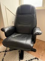 Zwarte leren stoel, Huis en Inrichting, Ophalen, Gebruikt, Zwart, Eén
