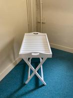 Witte butler tray / bijzettafel – afneembaar dienblad, Ophalen, 55 tot 75 cm, Zo goed als nieuw, 60 cm of meer