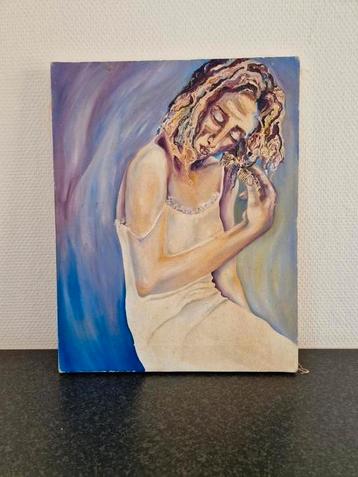 Expressionistisch schilderij van vrouw - mooie kleuren! beschikbaar voor biedingen