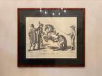 Ets thema paard, 80 x 70 cm (lijst notenhout), Ophalen of Verzenden