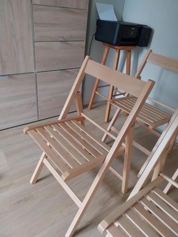 Naturel houten vintage klapstoel x4 (z.g.a.n.) beschikbaar voor biedingen