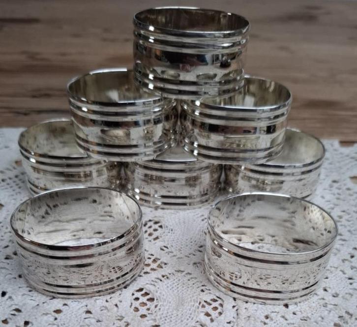 8 Ovale verzilverde servetringen, Huis en Inrichting, Keuken | Keukenbenodigdheden, Gebruikt, Ophalen of Verzenden