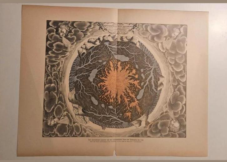 2 gravures uit Athanasius Kircher's werk Mundus Subterraneus, Antiek en Kunst, Kunst | Etsen en Gravures, Ophalen of Verzenden